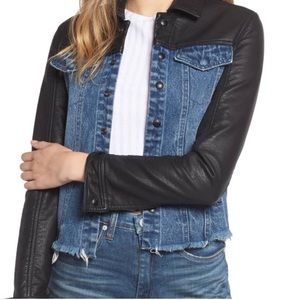 BLANK NYC BLACK FAUX LEATHER JEAN MOTO JACKET